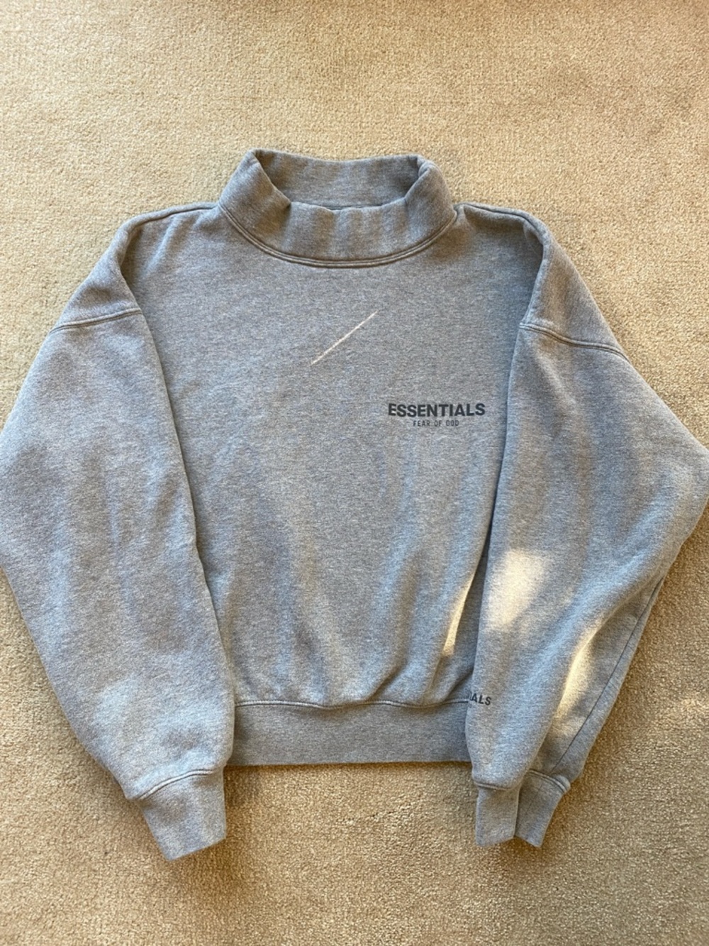 Fear of God Essentials Mock Neck Sweatshirt - Heather Grey - Size XS